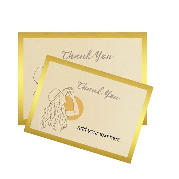 Boho Aesthetic Minimalist Abstract Woman in Hat  Thank You Cards - Picture 2 of 10